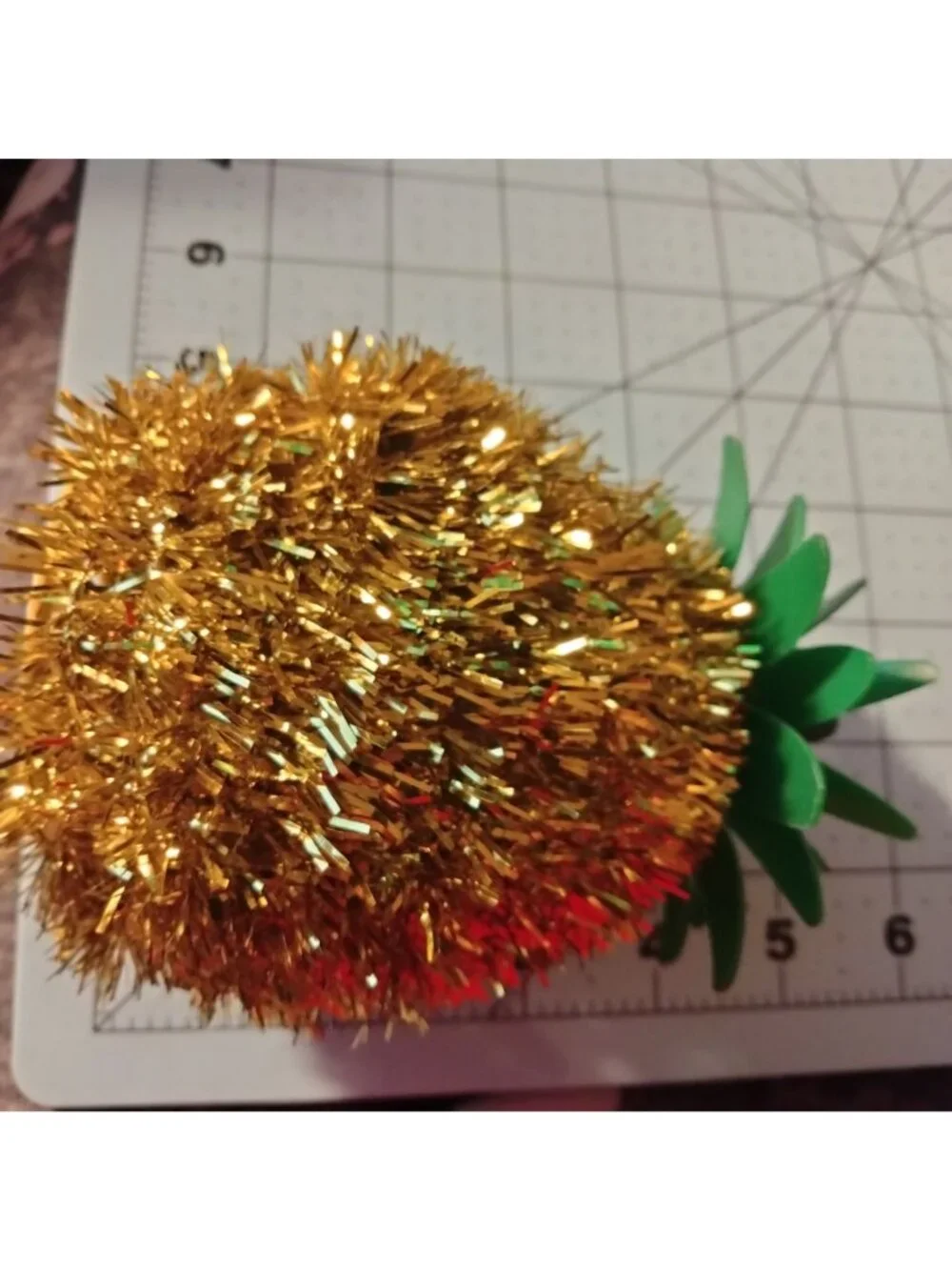 Tinsel Pineapple Decoration Gold Green Tropical Party Decoration Luau Tiki Lot 3